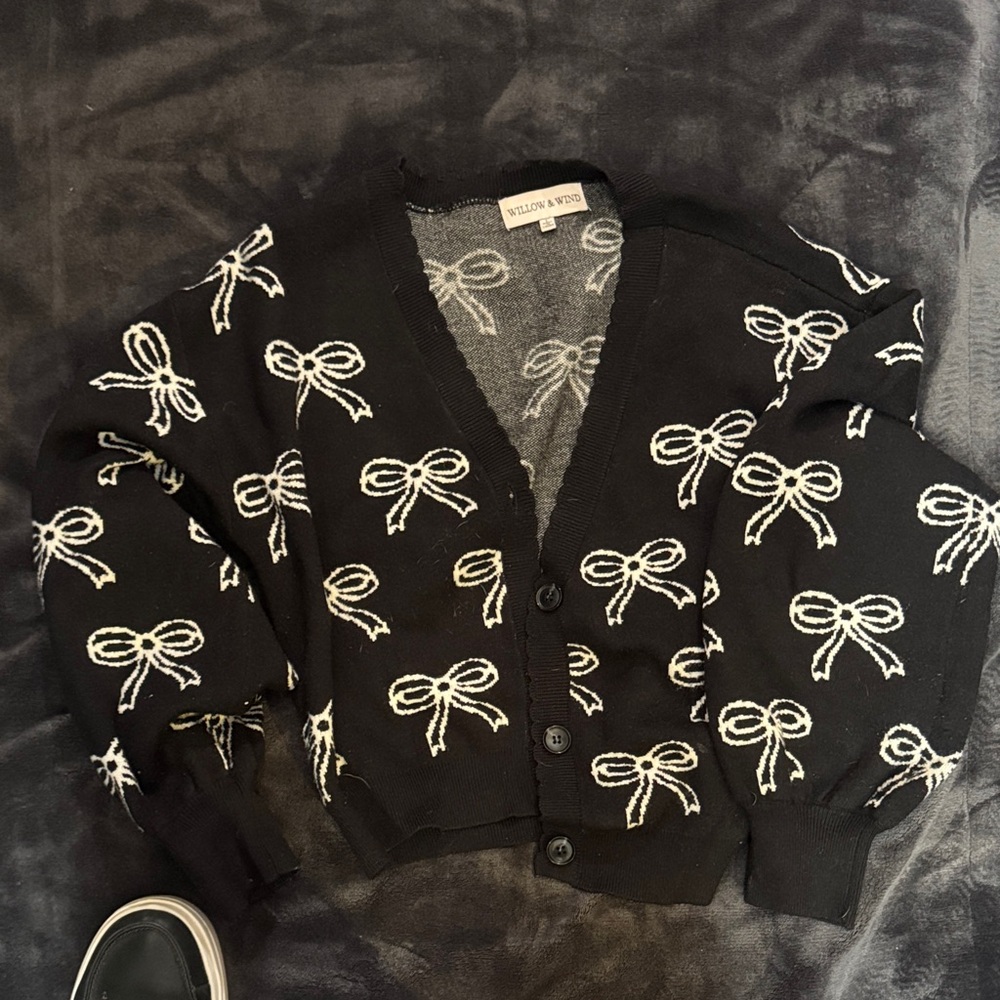 Black and White Bow coquette cardigan